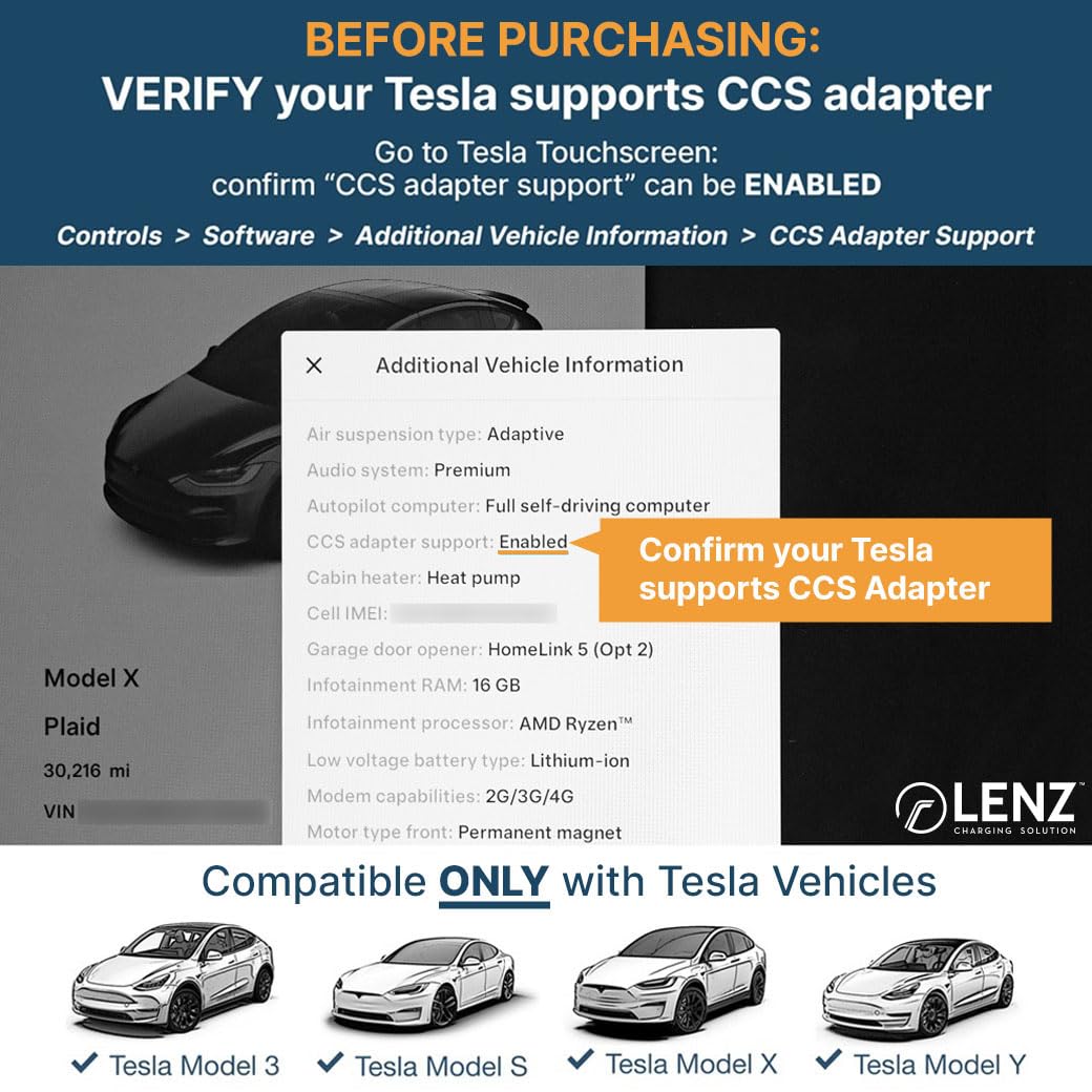 Adaptador de Cargador LENZ CCS1 a Tesla para Modelos 3 Y S - Imagen 3