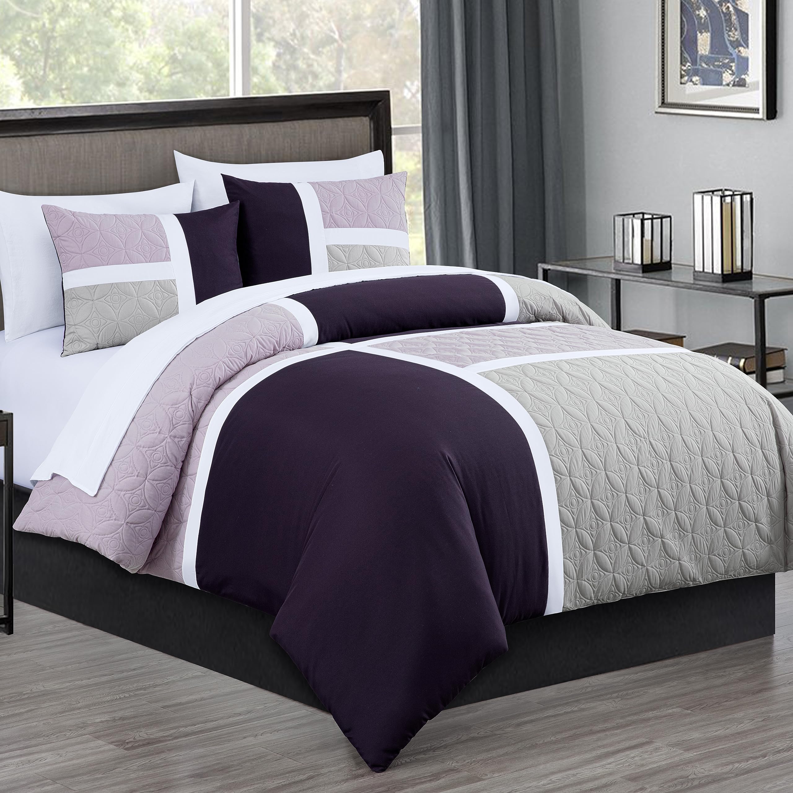 Chezmoi Collection Bernard 7-Pieza Juego de Cama King en
