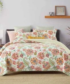 Juego de Colcha de Algodón con Colcha y Edredón Reversible