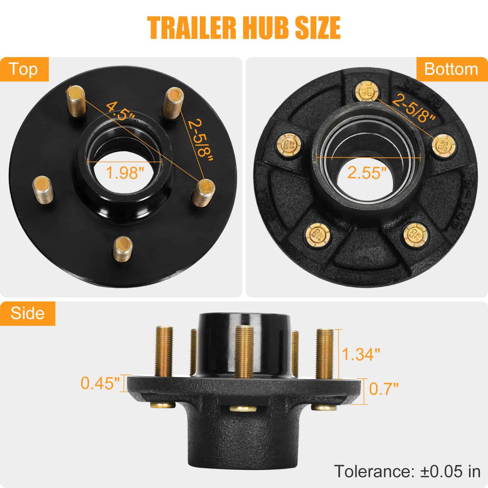 Juego de 2 kits de eje de remolque de 3500 lb, cubo de - Imagen 3