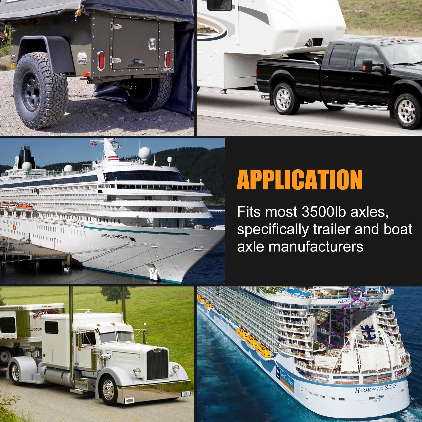 Juego de 2 kits de eje de remolque de 3500 lb, cubo de - Imagen 8