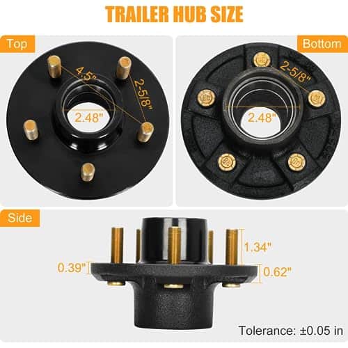 2 Sets Trailer Hub Kit 5 on 4.5", Kit de Eje para Remolque - Imagen 3