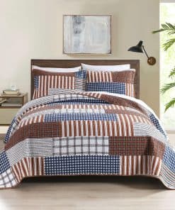 Colcha de estilo Patchwork para Cama Queen Size, Juego de