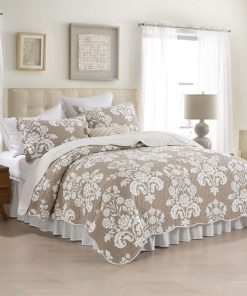 Colcha Queen Size Mescore - 100% Algodón Estampado Floral