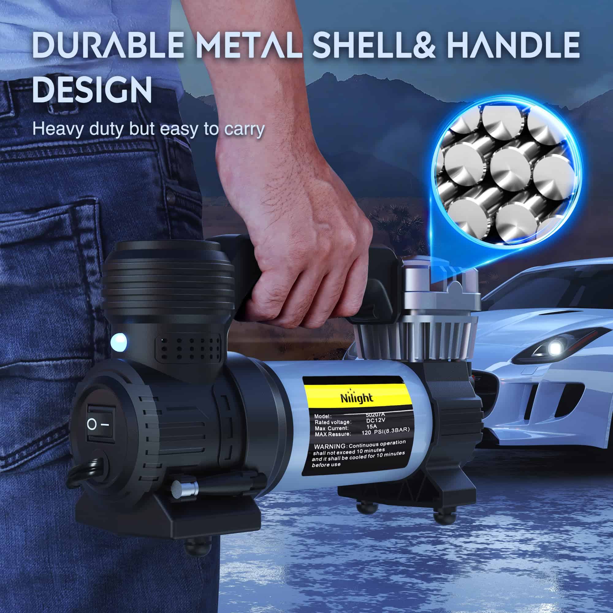 Compresor de Aire Portátil Nilight Inflador de Neumáticos - Imagen 7