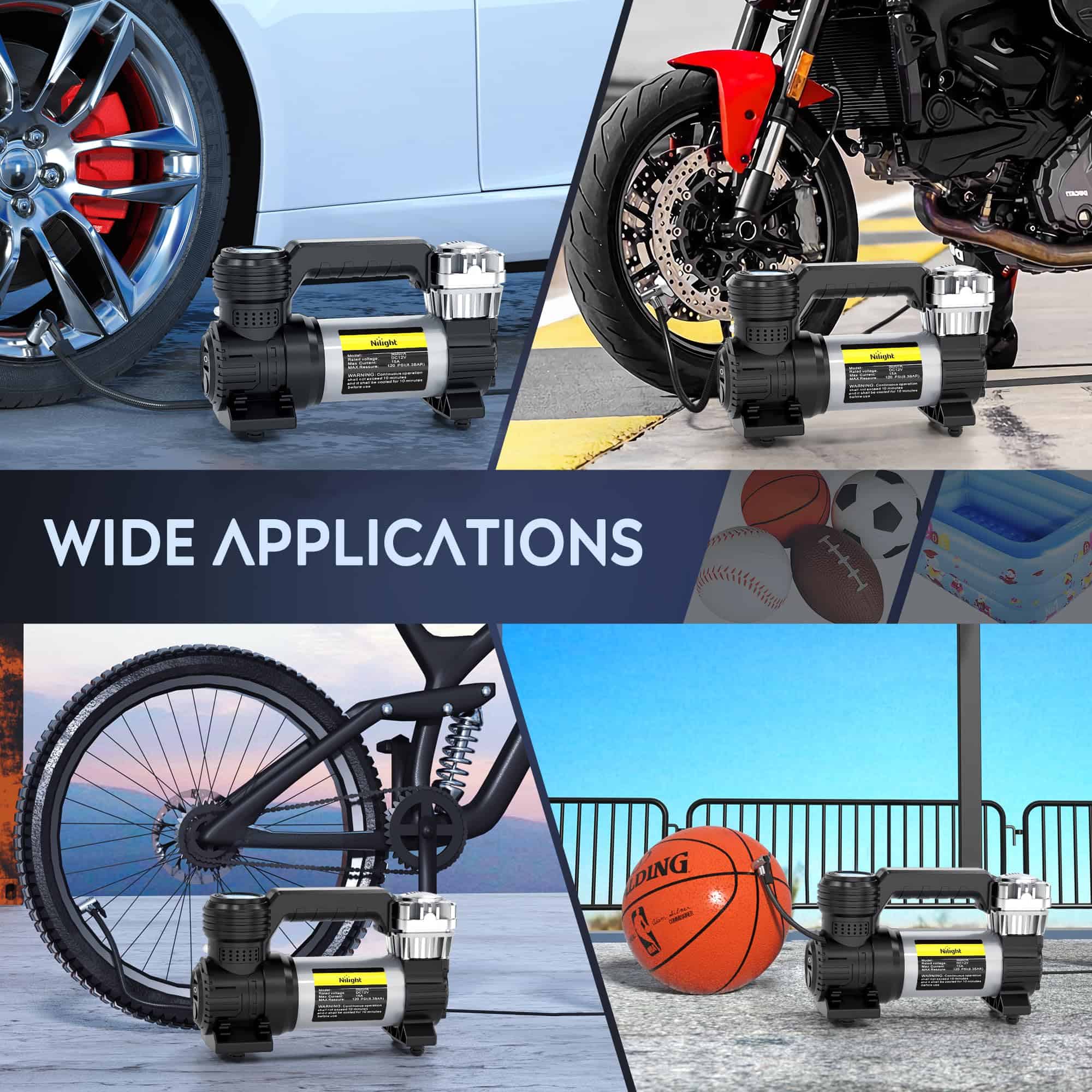 Compresor de Aire Portátil Nilight Inflador de Neumáticos - Imagen 5