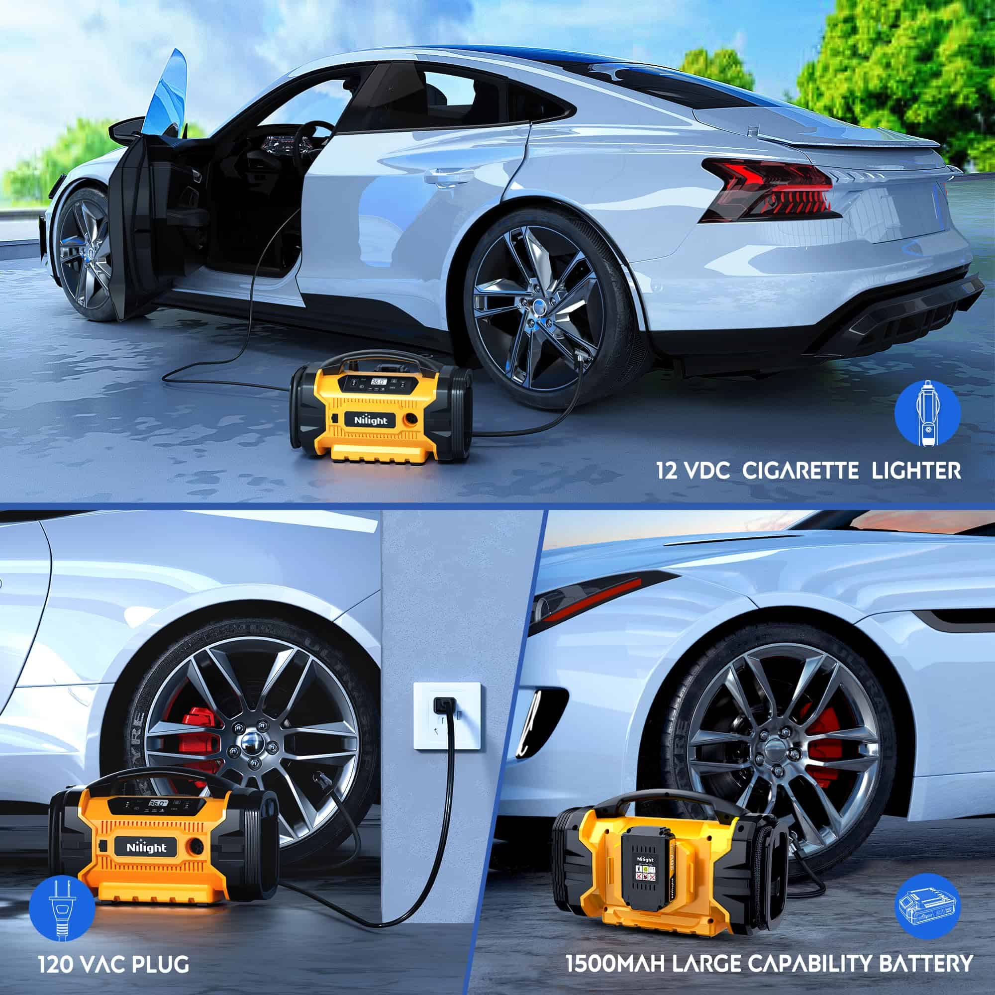 Inflador de neumáticos portátil Nilight - Batería - Imagen 10