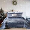 Juego de Colcha Mescore Boho King Size - Azul Marino Blanco