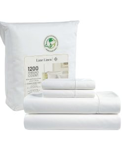 Juego de sábanas blancas Lane Line 100% algodón egipcio