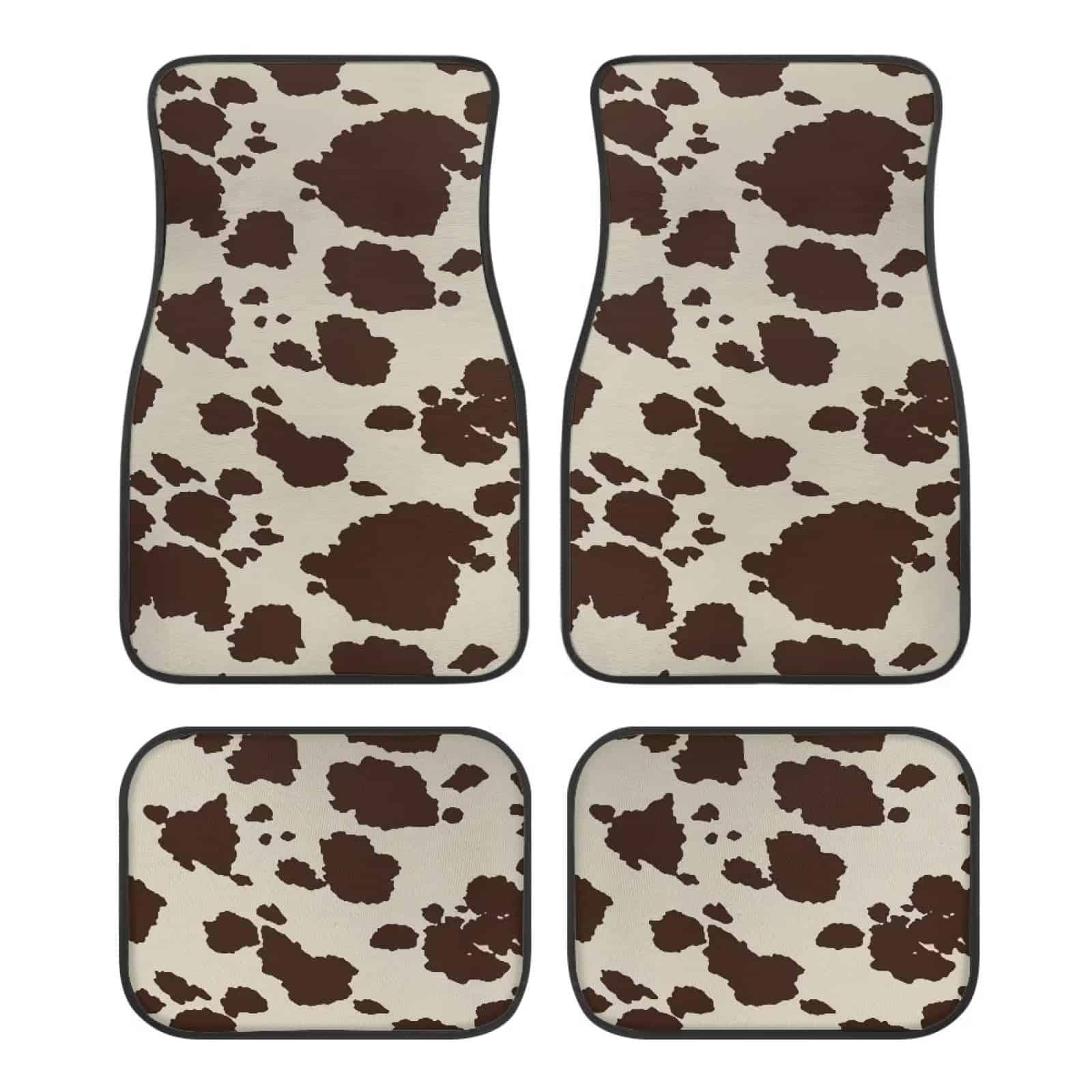 Tapetes para Piso de Automovil con Estampado de Vaca Marrón