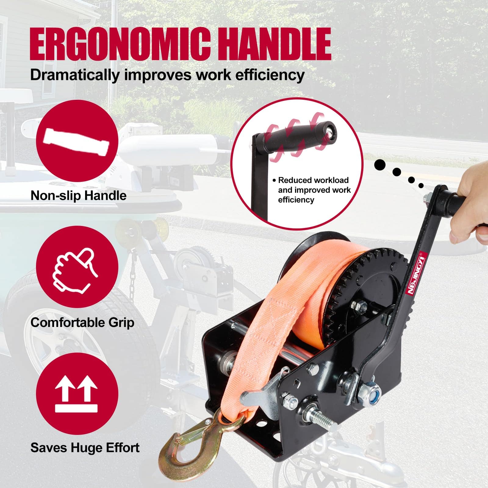 Malacate de Remolque de Barco de 2 Velocidades Resistente - Imagen 4