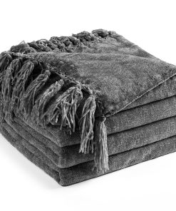 Manta de Chenilla para Sofá 50"X 60", -Gris Oscuro