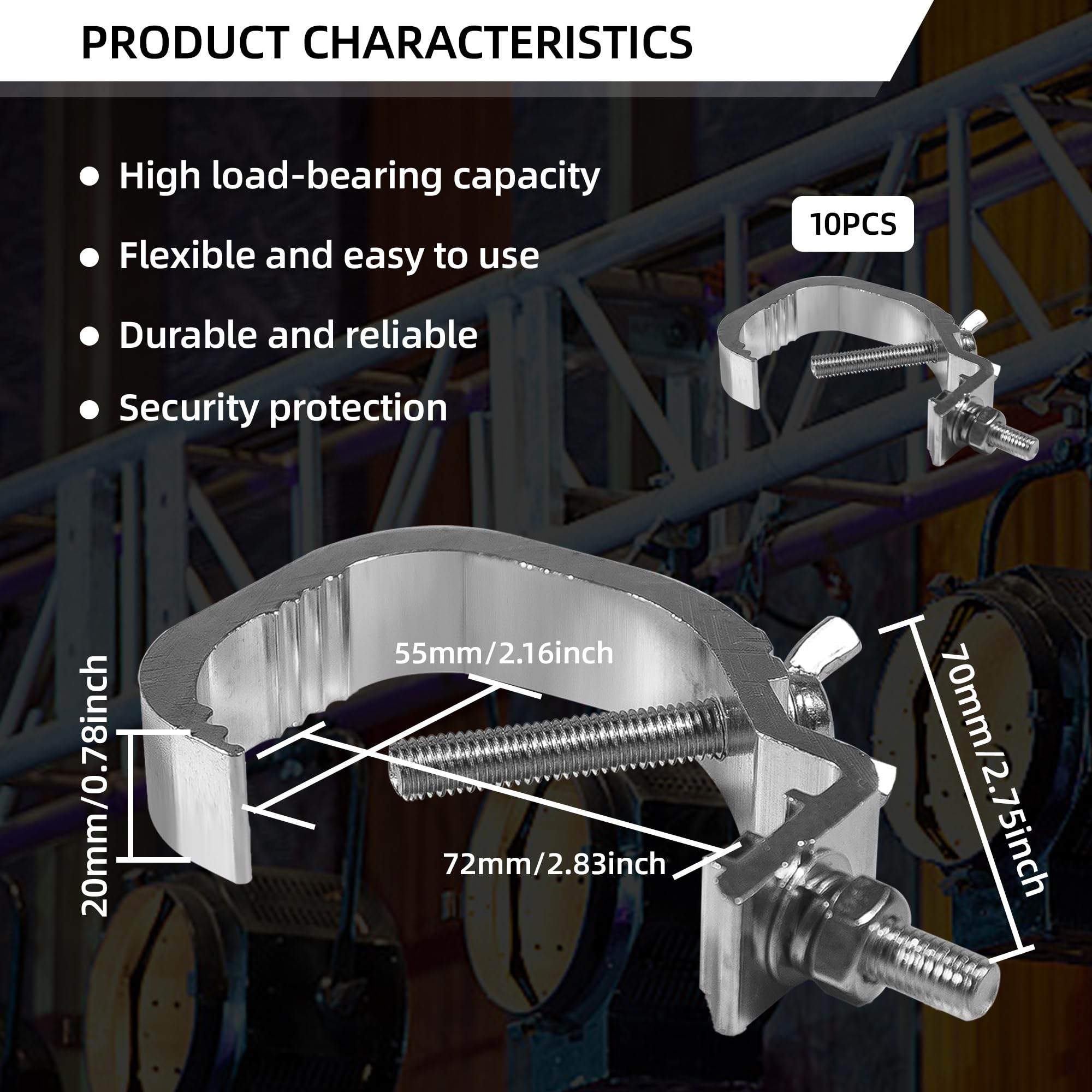 10 Pack Abrazadera de Truss 1.18-2 Pulgadas Gancho de - Imagen 3