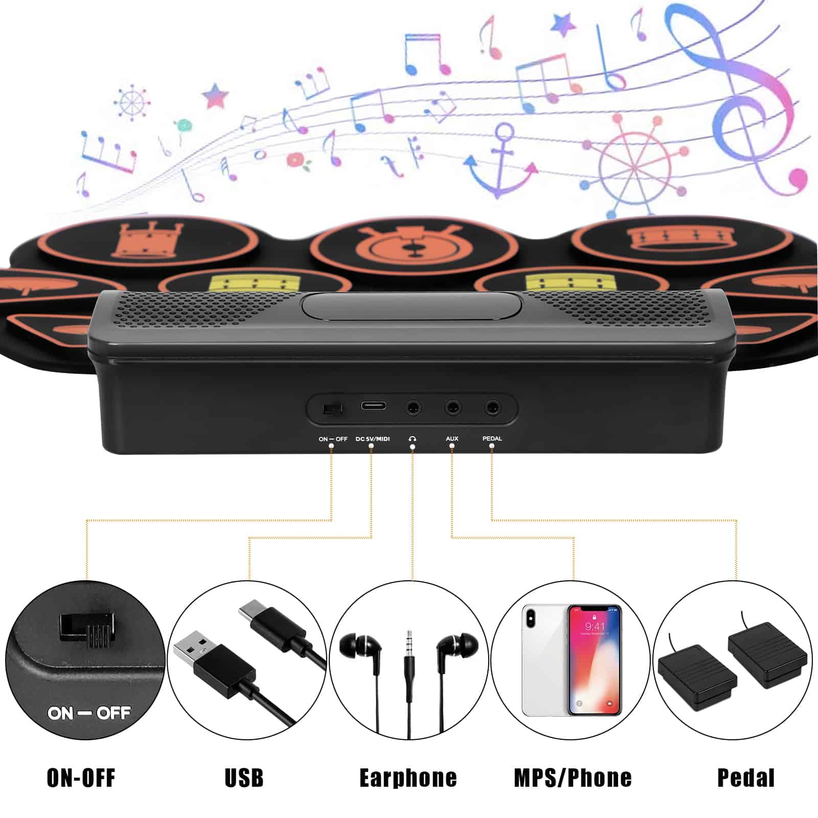 Set de Batería Electrónica de 9 Pads lotmusic, Pad - Imagen 4