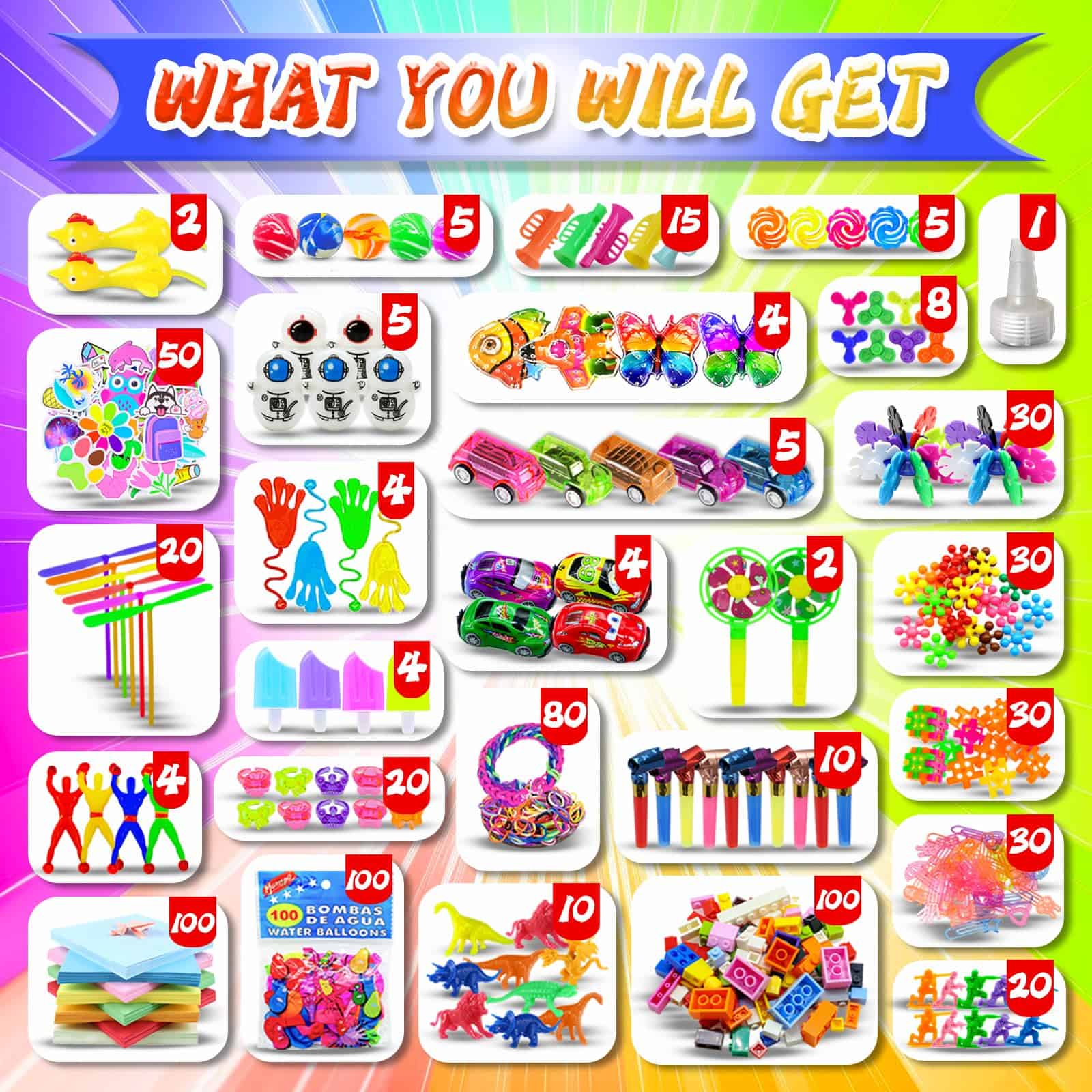 RALLYPANDA 1000+ Juguetes de Fiesta para Niños Paquete de - Imagen 4