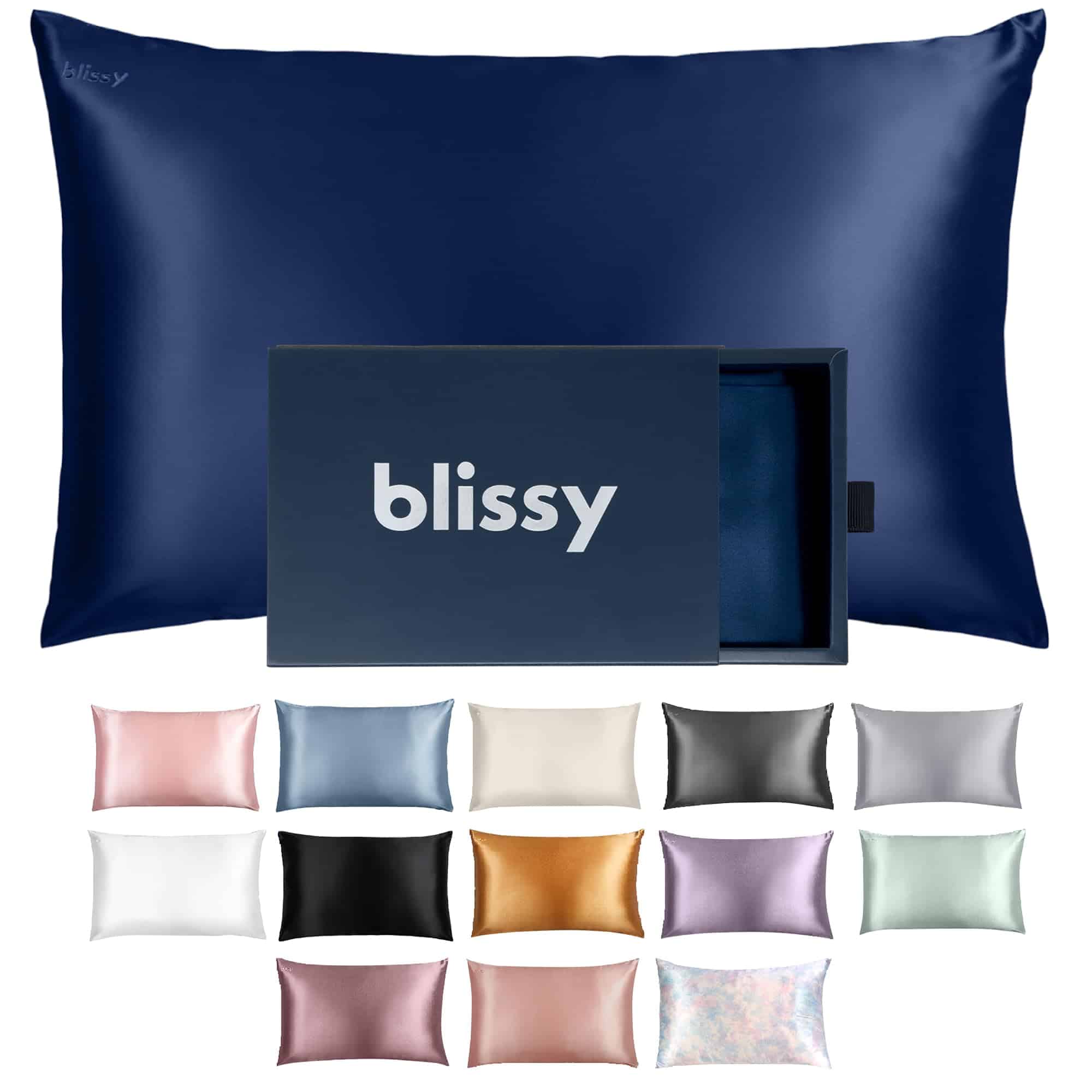 Funda de Almohada de Seda Blissy - 100% Seda de -Azul