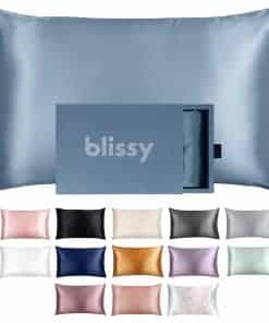 Funda de Almohada de Seda Blissy - 100% Seda de -Azul Ceniza