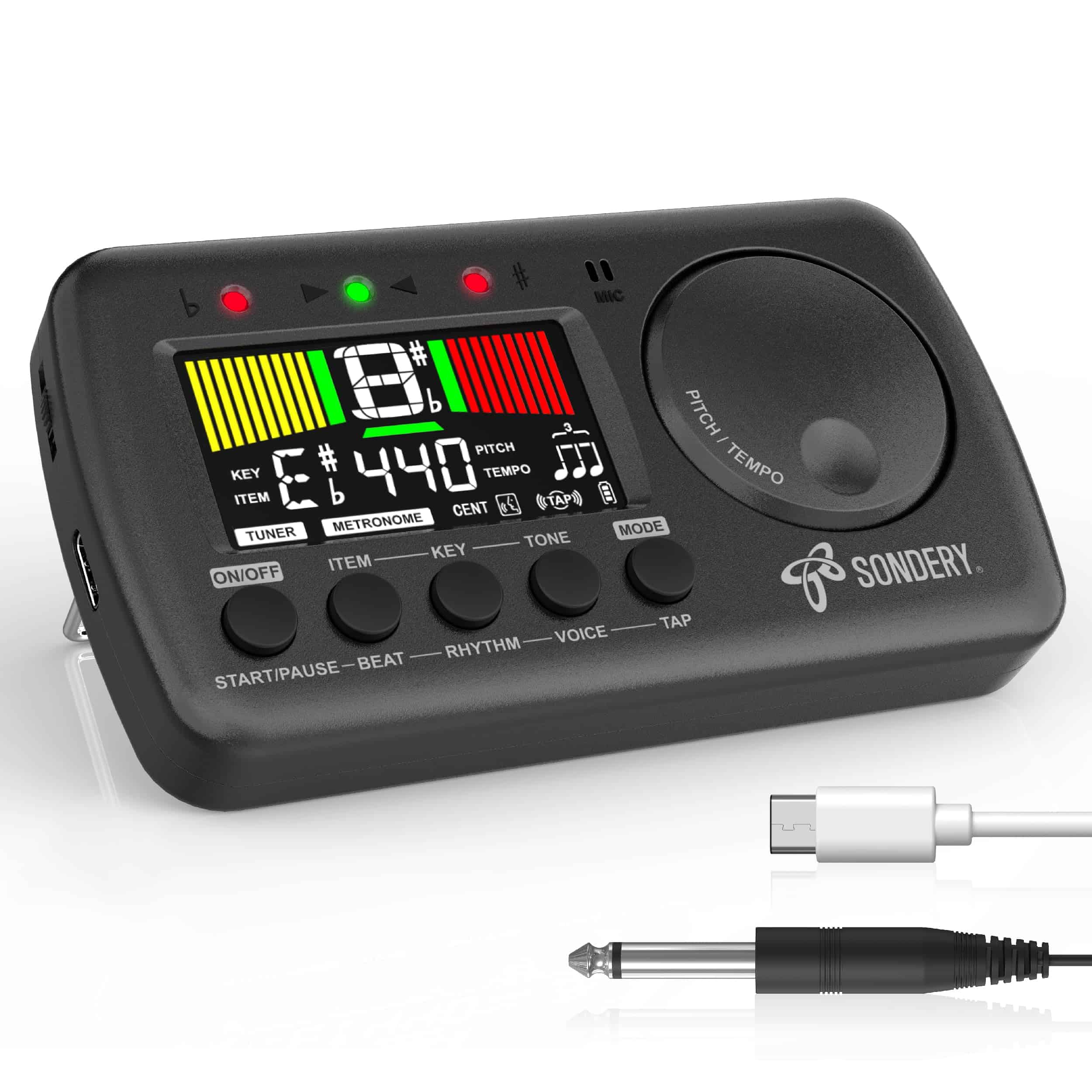 Sondery Afinador y Metrónomo Digital 3 en 1 con Cuenta