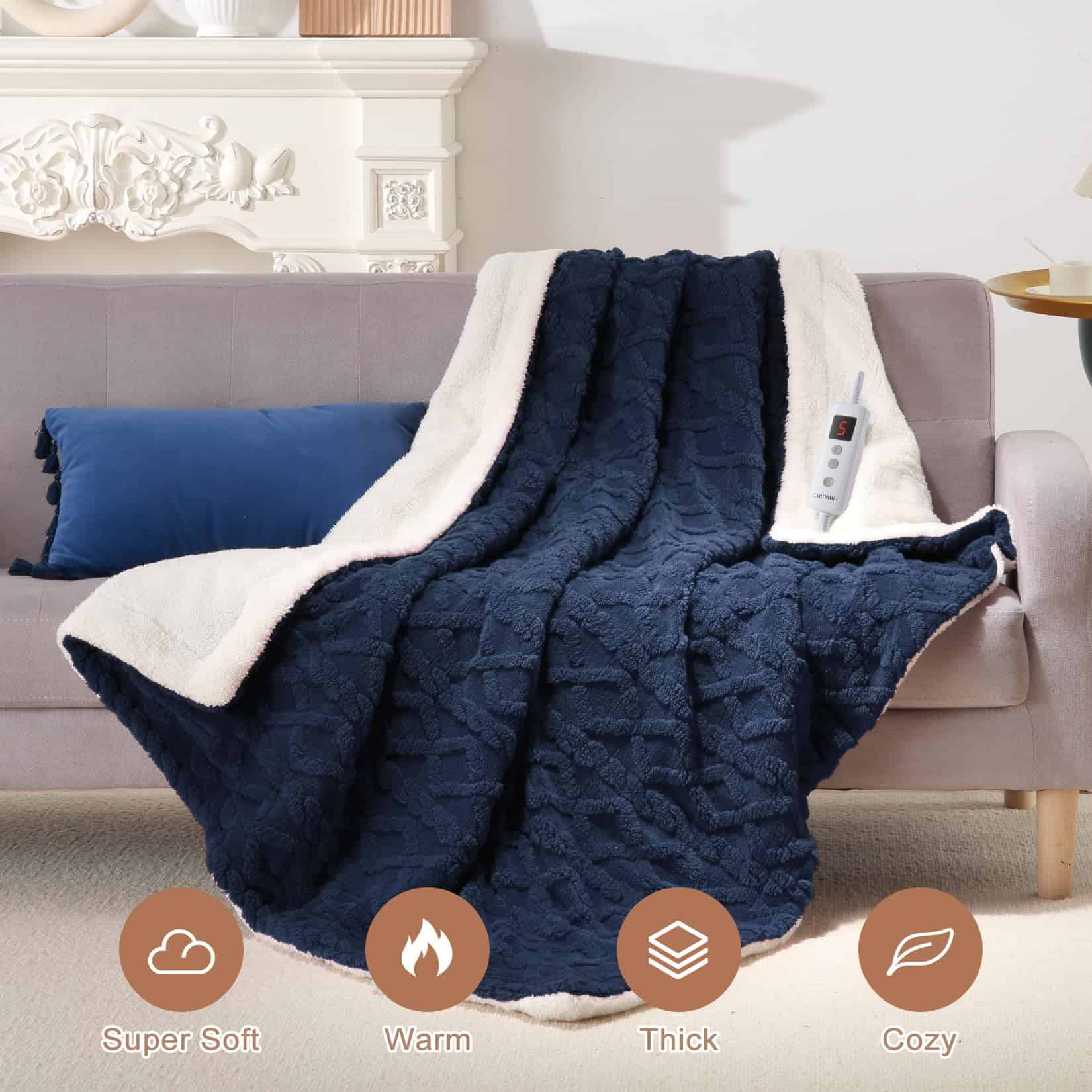 Manta Eléctrica CAROMIO - Tiro Grueso con Sherpa Acanalado - Imagen 3