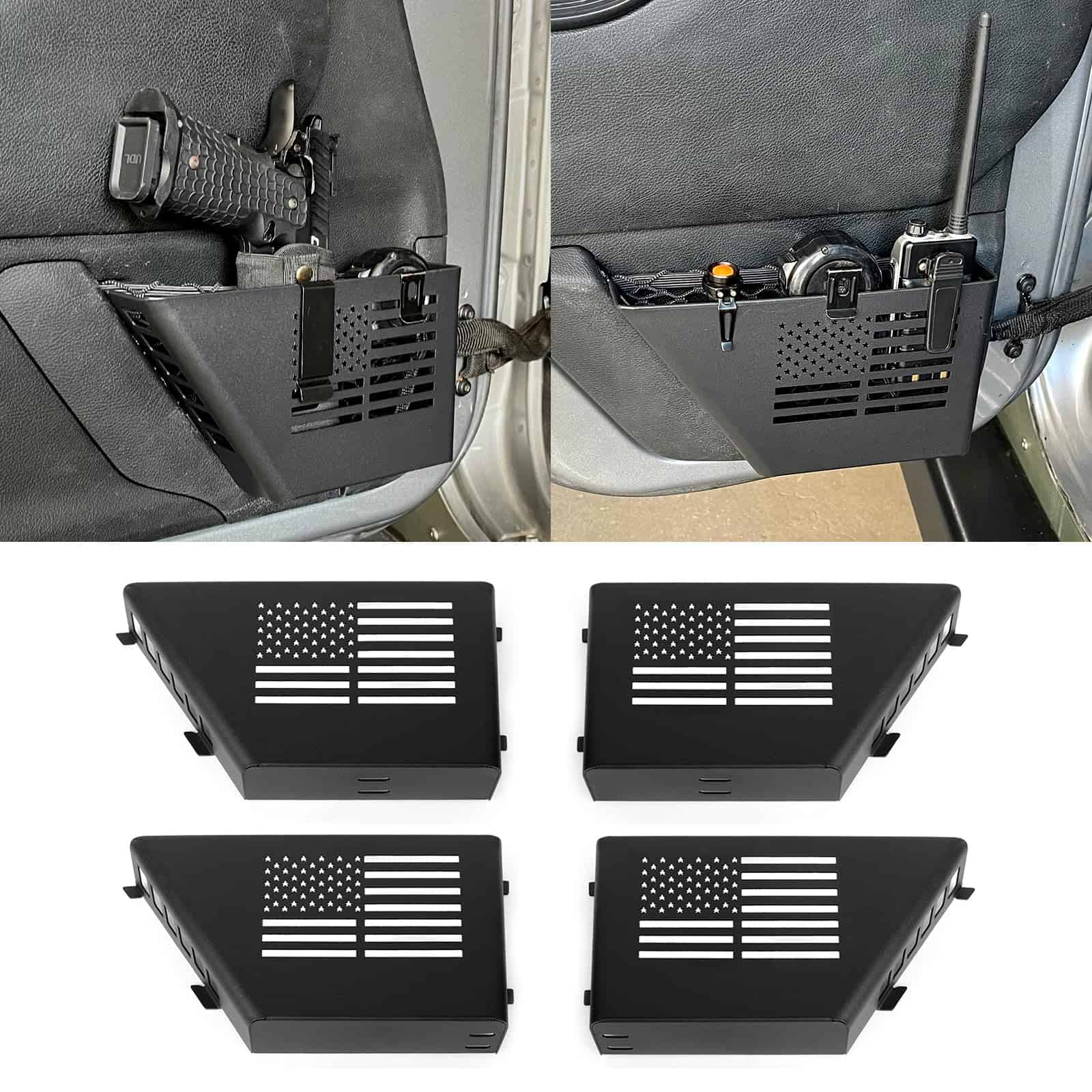 DXGTOZA Metal Front & Rear Door Storage Pockets Door Side