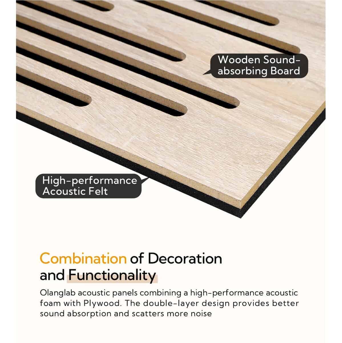 Paneles Acústicos de Pared de Madera Olanglab, 2 Pack - Imagen 7