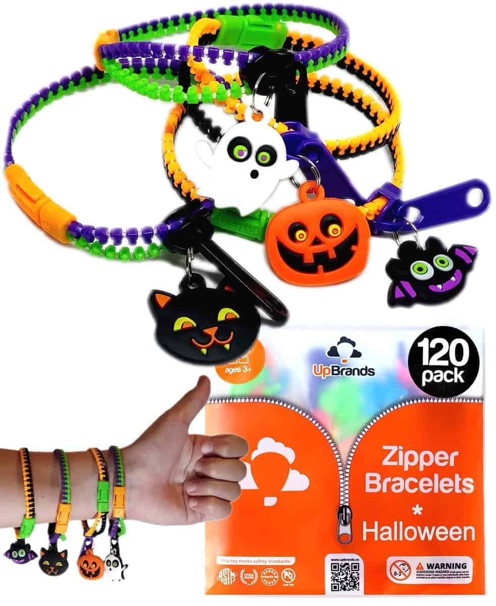 UpBrands 120-Pack Pulseras Zipper de Halloween para Niños: