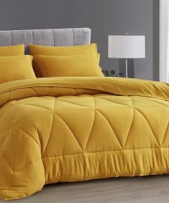 Chezmoi Collection Jasper Juego de Cama King -Mostaza, Trián