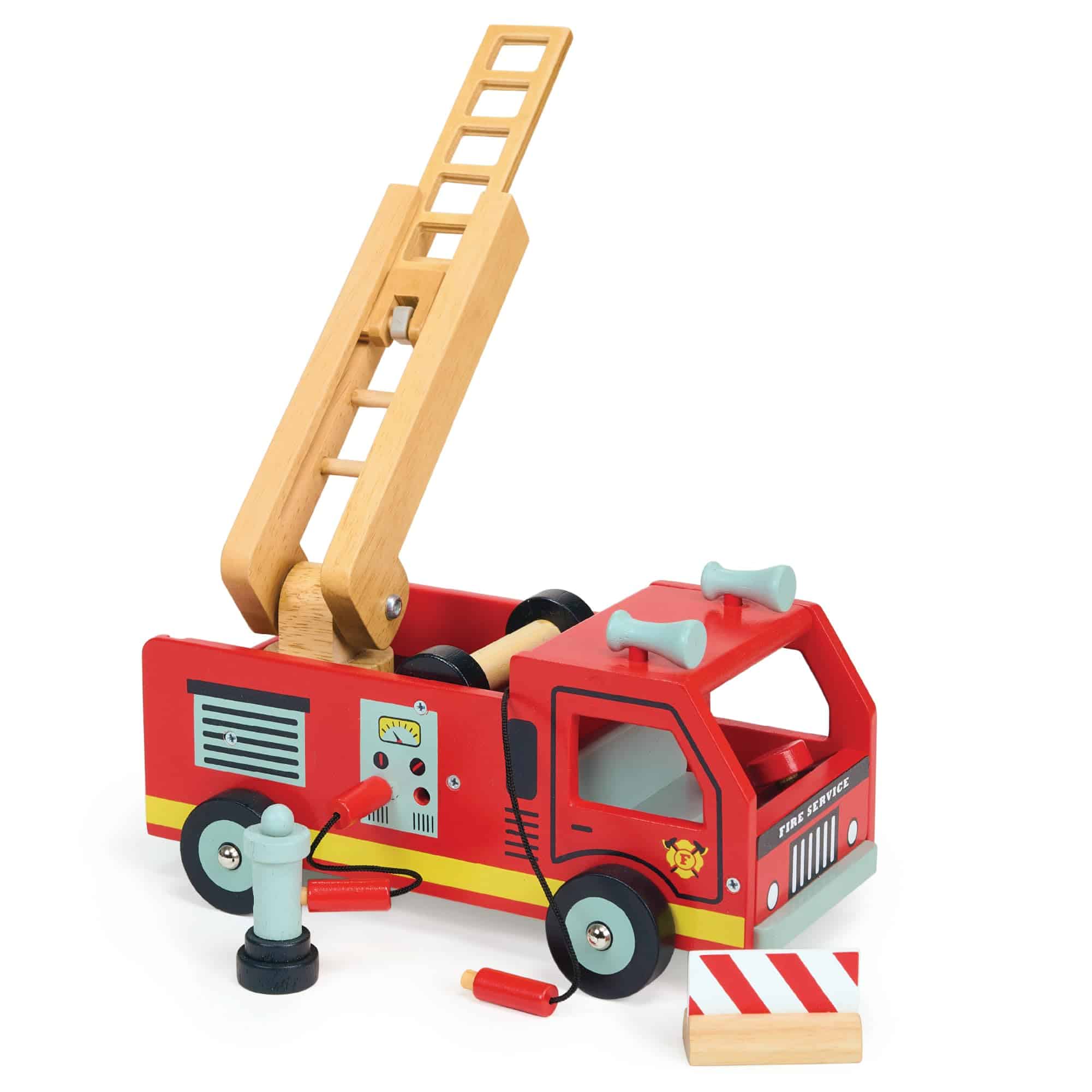 Mentari Toys - Camión de Bomberos Rojo - Juguete de Madera