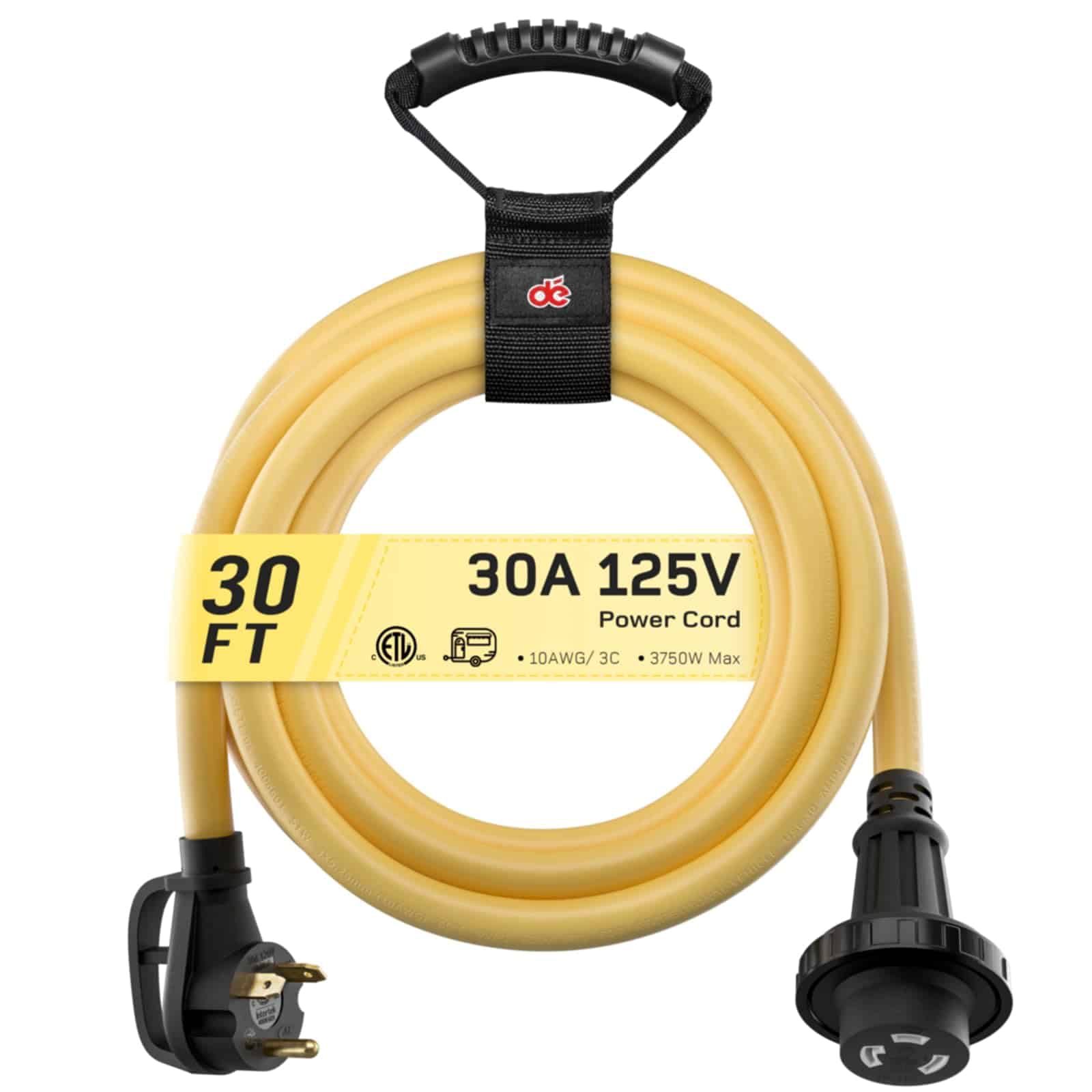 Cable de Extensión para RV de 30 Amp, 30 pies de largo para