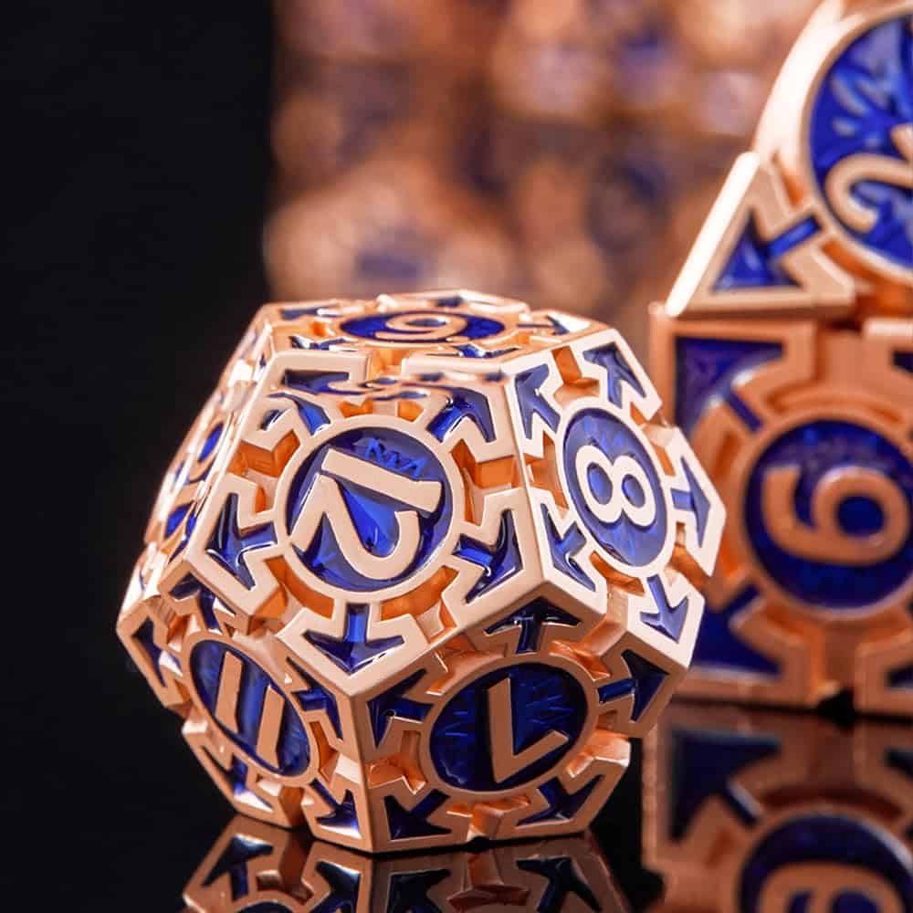 Set de dados metálicos 7-Die DND en raro color oro rosa con - Imagen 6