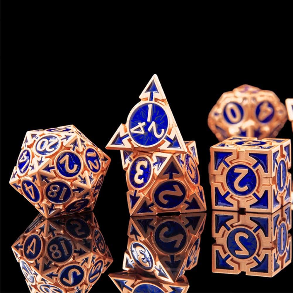 Set de dados metálicos 7-Die DND en raro color oro rosa con - Imagen 5
