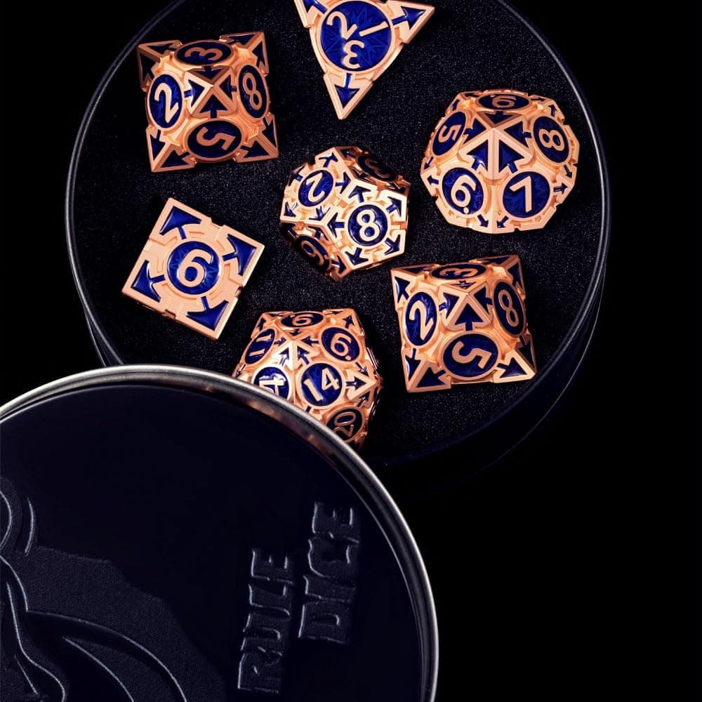 Set de dados metálicos 7-Die DND en raro color oro rosa con - Imagen 3