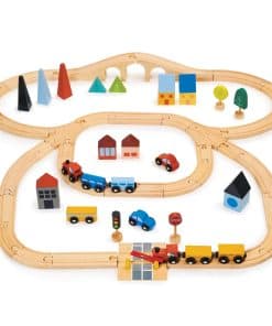 Set de Tren de Madera Mentari Toys - Hermoso Set de Tren de
