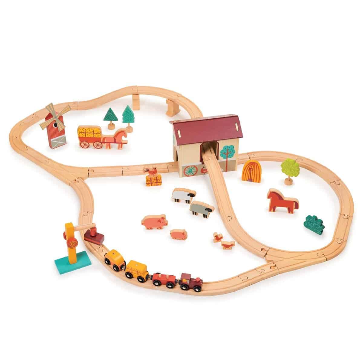 Mentari Toys - Set de Tren de Granja - Juego de Vías de