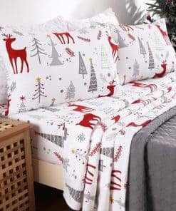 STARBEDIA Juego de sábanas navideñas Full, 100% algodón
