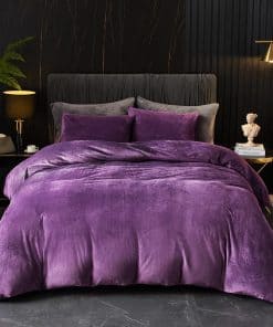 Juego de Edredón de Terciopelo Ivellow Queen Morado Edredón