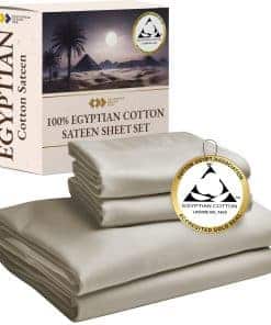 Juego de sábanas de algodón egipcio -Beige