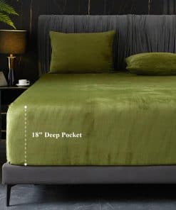 Ivellow Sábana Ajustable de Terciopelo King Size, 1 Paquete