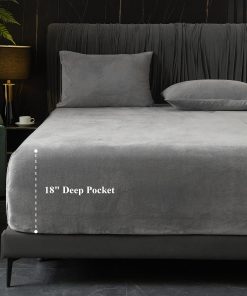 Sábana Ajustable de Terciopelo Ivellow para Cama Queen, 1