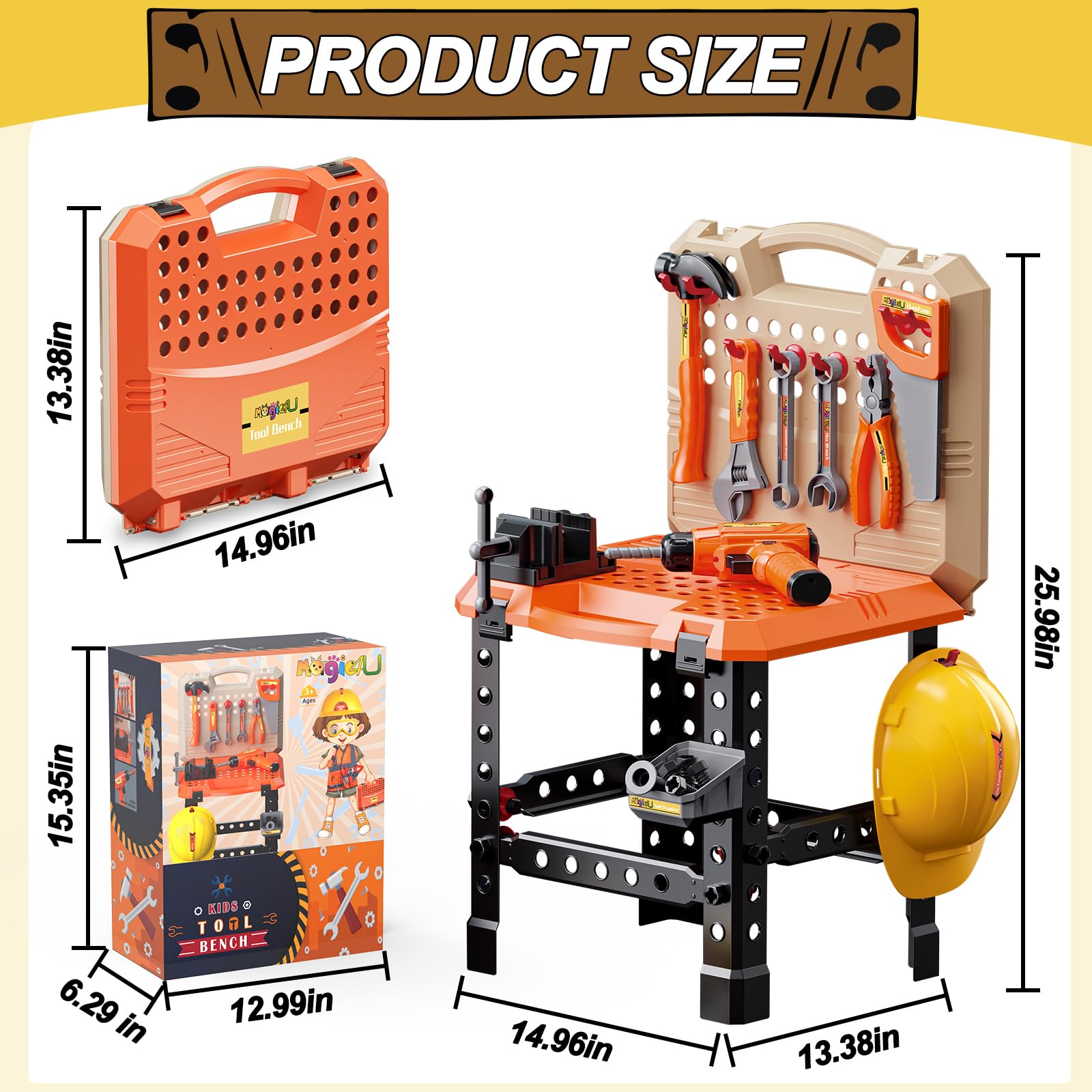 Banco de trabajo para niños, MAGIC4U 95PCS Juego de - Imagen 8