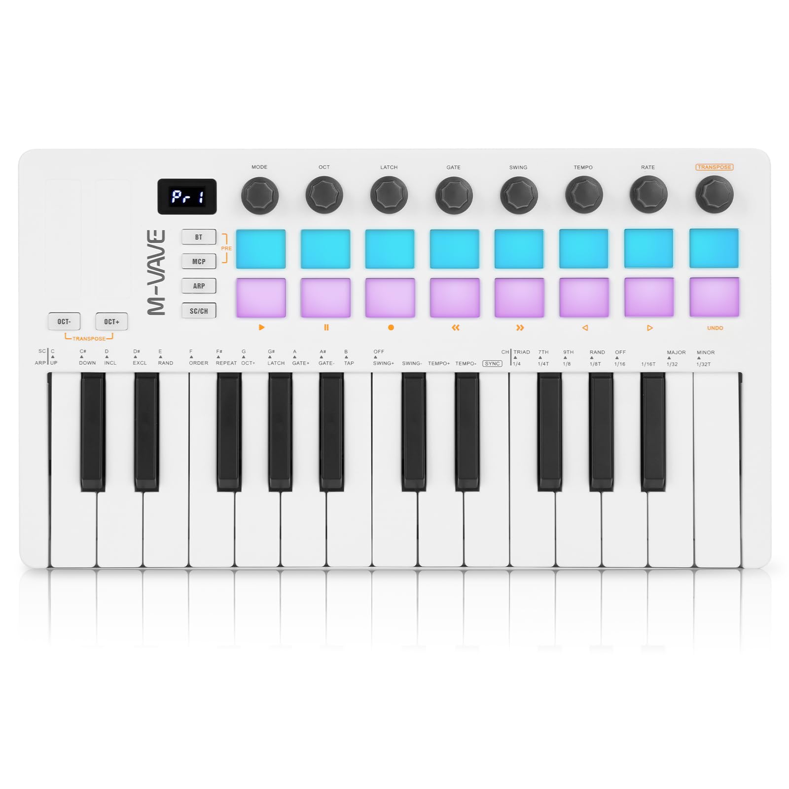 Controlador de teclado MIDI USB de 25 teclas M-WAVE con 16