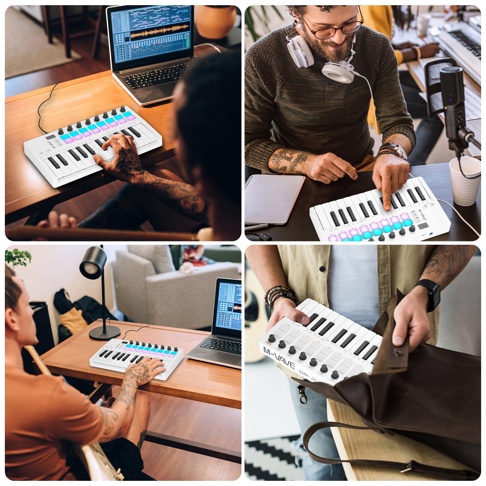 Controlador de teclado MIDI USB de 25 teclas M-WAVE con 16 - Imagen 7