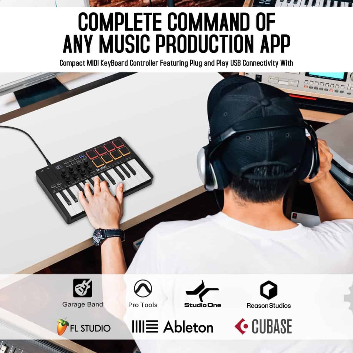 Controlador de teclado MIDI USB de 25 teclas M-Wave con 8 - Imagen 3