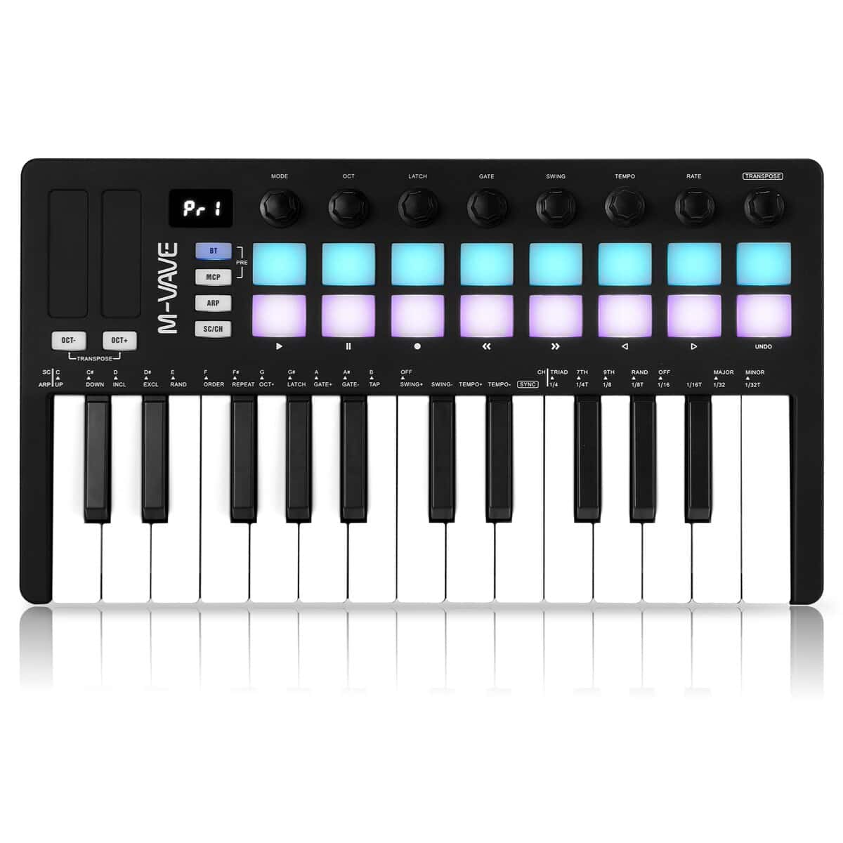 Controlador de teclado MIDI USB de 25 teclas M-WAVE con 16