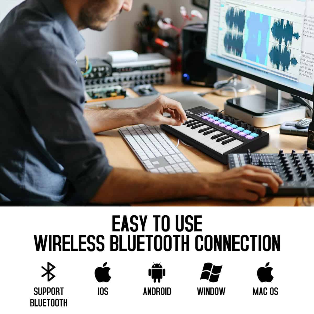 Controlador de teclado MIDI USB de 25 teclas M-WAVE con 16 - Imagen 5