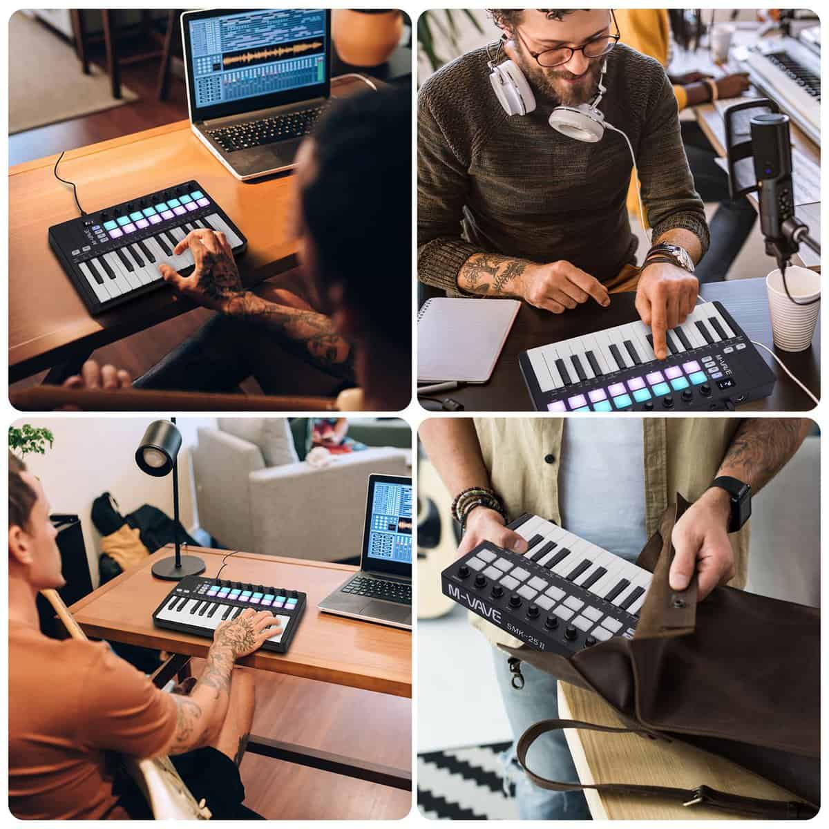 Controlador de teclado MIDI USB de 25 teclas M-WAVE con 16 - Imagen 7