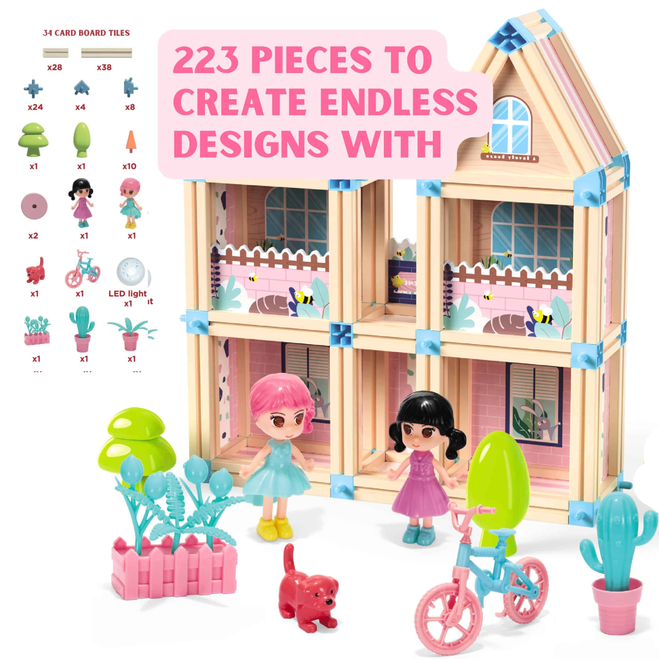 Set de juguete de construcción de 233 piezas para casa de - Imagen 7