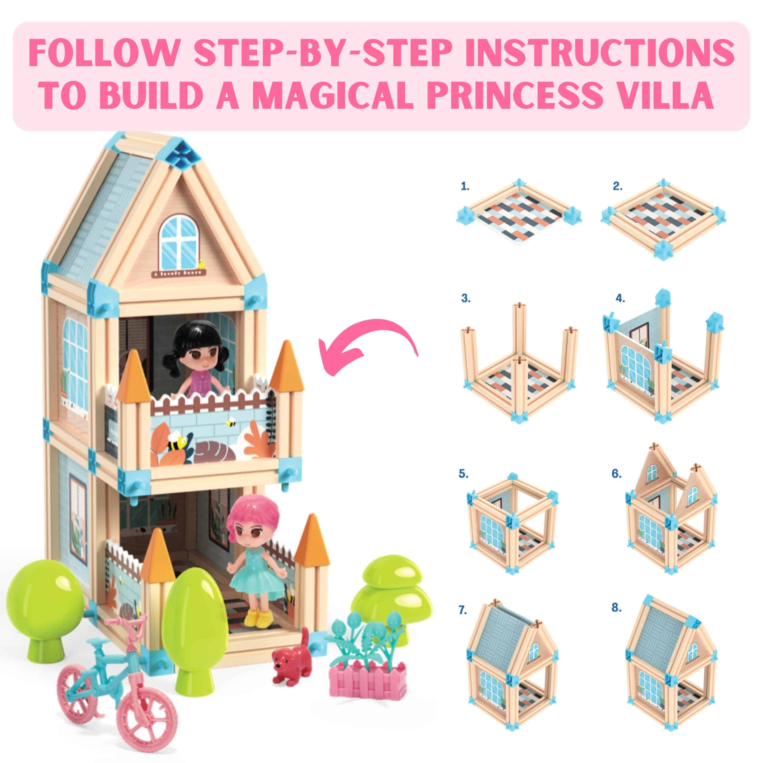 Set de juguete de construcción de 233 piezas para casa de - Imagen 4