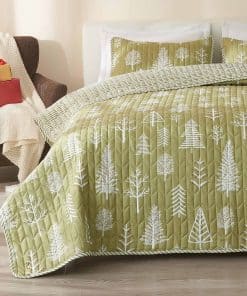 Gran Bay Home King Reversible Rustic Lodge Sage and Red