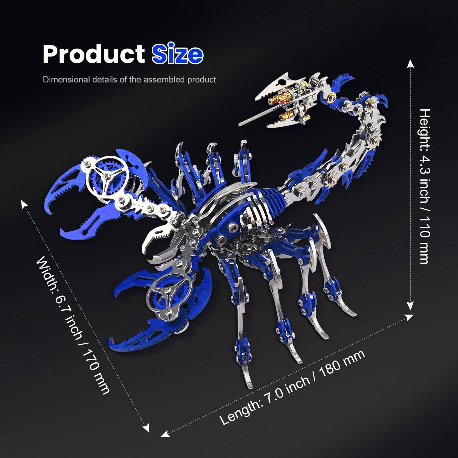 Puzzle Metálico 3D de Escorpión OVIMUM, Kit -Azul - Imagen 6